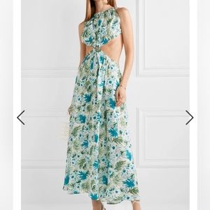 CULT GAIA FLORAL LINEN CUT OUT DRESS